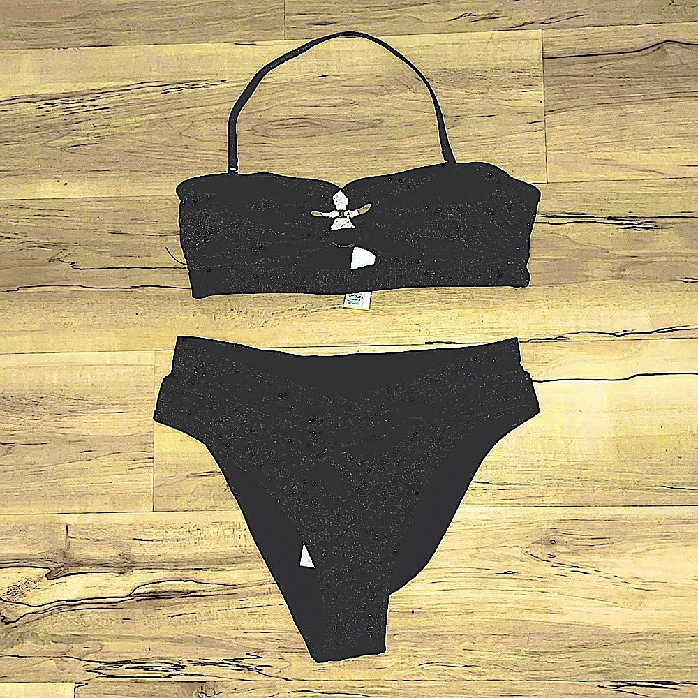 Cupshe metallic bikini with gold loop and cut outs